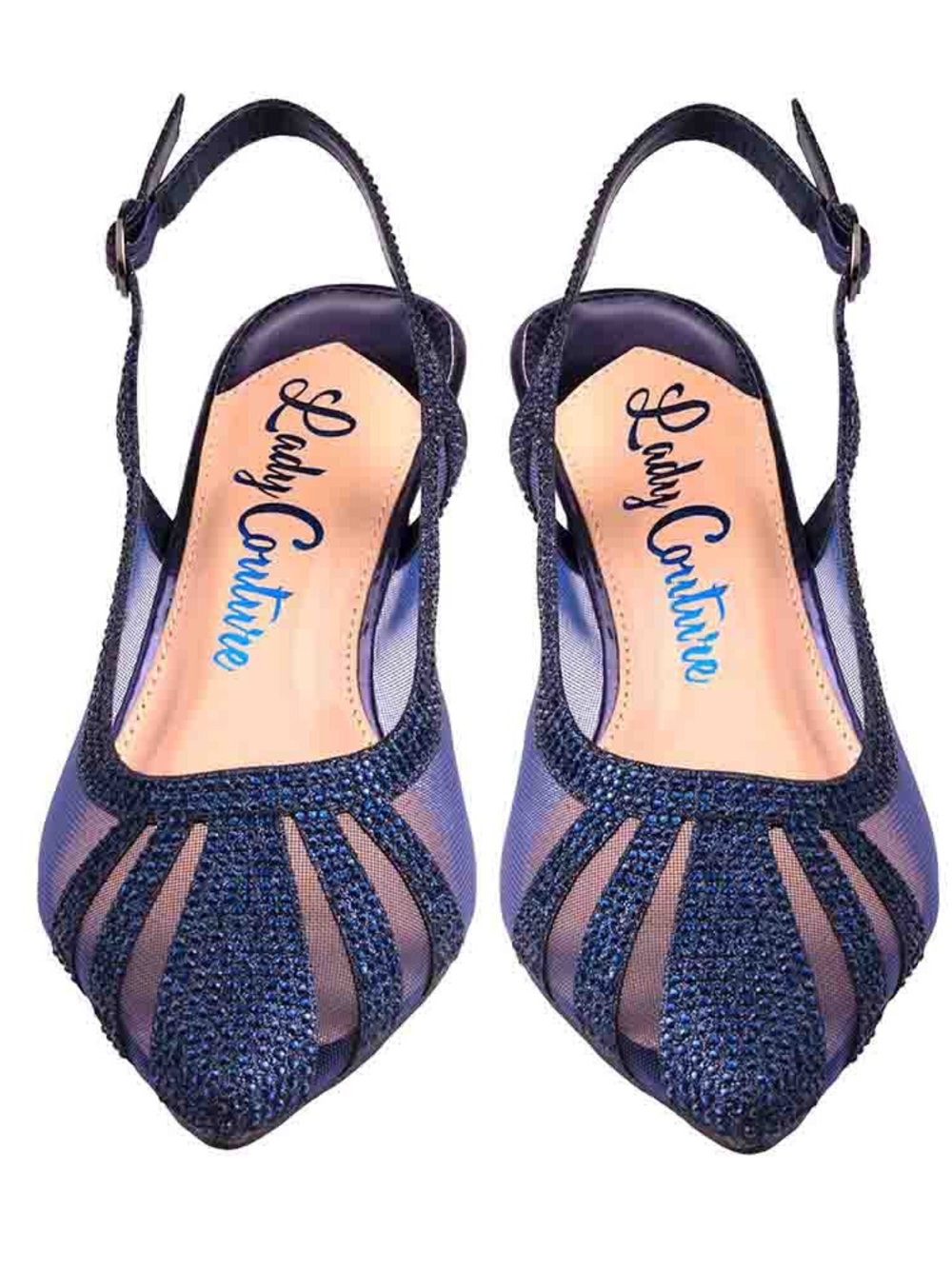 Lady Couture Women's Navy Blue Slingback Pointed-Toe Flats Size 9